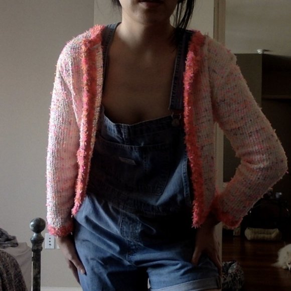 ZARA Hot Pink Tweed Cropped Cardigan Blazer - Picture 8 of 13